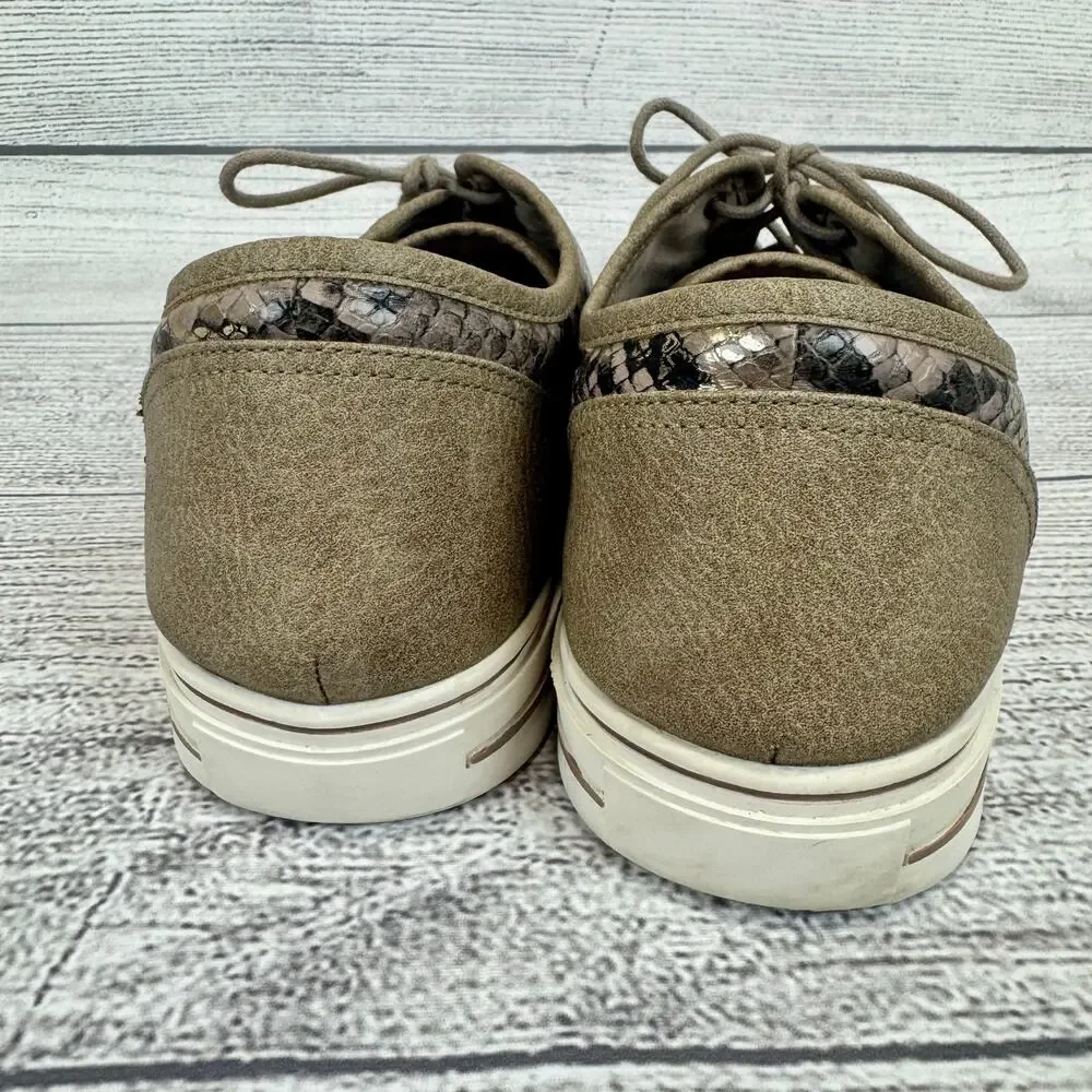 Yellowbox Women's Vada Taupe Gray Snake Printed Sneakers Size 11